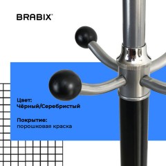 Вешалка-стойка BRABIX "CR-8342" на мраморном диске, металл, 5+4 крючка, цвет черный, 606439 - фото 10