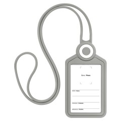 Бейдж вертикальный для пропуска и ID-карт, СИЛИКОНОВЫЙ, 85х54 мм, шнурок 42 см, серый, BRAUBERG, 238905 - фото 2