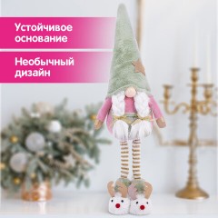 Украшение новогоднее интерьерное 64 см, дизайн "Гном в тапочках", полиэстер, ЗОЛОТАЯ СКАЗКА, 592511 - фото 12