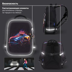 Ранец BRAUBERG LIGHT, 1 отделение, с брелоком, "Яркий дрифт", 36х26х13 см, 272027 - фото 17