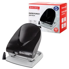 Дырокол BRAUBERG "Jet", до 40 листов, черный, 224341 - фото 3