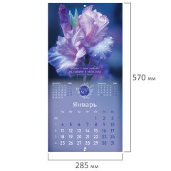 Календарь настенный перекидной 2027 г., BRAUBERG, 12 листов, 28,5х57 см, "Floral", 118425 - фото 4