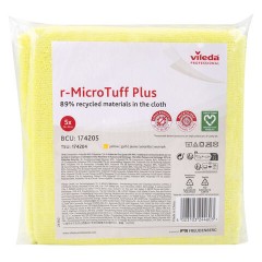 Салфетки VILEDA PROFESSIONAL "МикроТафф Плюс" КОМПЛЕКТ 5 шт., микрофибра, желтый, 38х38 см, 174205 - фото 4