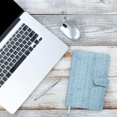 Еженедельник датированный 2026 МАЛЫЙ ФОРМАТ 95х155 мм, А6, BRAUBERG "Augustus", под кожу, голубой, 117185 - фото 5