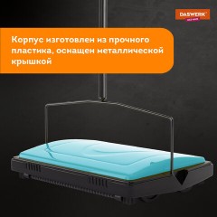 Щетка-веник-пылесос механическая, металлическая, плотная щетина на роликах, чёрно-бирюзовый, разборный, колорбокс, DASWERK, 608948 - фото 20