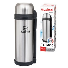 Термос LAIMA классический с узким горлом, 1,8 л, нержавеющая сталь, пластиковая ручка, 601405