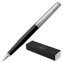 Ручка перьевая PARKER "Jotter Originals Black Chrome CT", корпус черный, детали из нержавеющей стали, синяя, 2096430 - фото 4