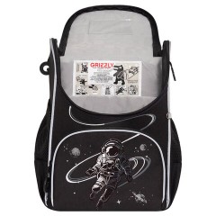 Ранец GRIZZLY анатомическая спинка, с мешком для обуви, для мальчиков, "SPACEMAN RACE", 33х25х13 см, RAm-585-4/1 Ранец GRIZZLY анатомическая спинка, с мешком для обуви, для мальчиков, "SPACEMAN RACE", 33х25х13 см, RAm-585-4/1 - фото 4