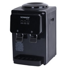 Кулер для воды SONNEN TSE-02FBP, настольный, НАГРЕВ/ОХЛАЖДЕНИЕ ЭЛЕКТРОННОЕ, 2 крана, антрацит, 455750