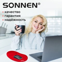 Коврик для мыши с подушкой под запястье SONNEN, полиуретан + лайкра, 250х220х20 мм, красный, 513301 - фото 11