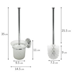 Ершик для унитаза подставка из толстого стекла, крепление к стене, хромированная сталь, LAIMA, 607425 - фото 2