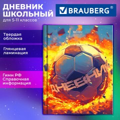 Дневник 5-11 класс 48 л., твердый, BRAUBERG, глянцевая ламинация, с подсказом, "Футбол", 107613 - фото 2