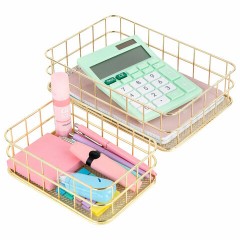 Органайзер для косметики корзинка 2 штуки из металла MONTE VITA, 24х16х6,3 см + 17х12х6 см, золото, 272483 Органайзер для косметики корзинка 2 штуки из металла MONTE VITA, 24х16х6,3 см + 17х12х6 см, золото, 272483 - фото 5