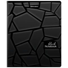 Тетрадь А5, 48 л., BRAUBERG, скоба, клетка, матовая ламинация, выборочный лак, "Black" (микс в спайке), 404375 - фото 7