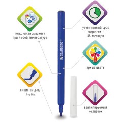 Фломастеры BRAUBERG "PREMIUM", 6 цветов, УЛЬТРАСМЫВАЕМЫЕ, классические, вентилируемый колпачок, картонная коробка с европодвесом, 151937 - фото 8