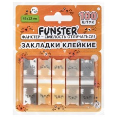 Закладки клейкие Z-сложения FUNSTER (ФАНСТЕР) "Коты", 45х12 мм, 100 шт. (5 цветов х 20 листов), в диспенсере, 116690 - фото 6