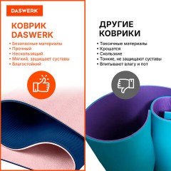 Коврик для йоги и фитнеса спортивный двухцветный, ТПЭ, 183x61x0,6 см, светло-розовый/синий, DASWERK (ДАСВЕРК), 680032 - фото 10