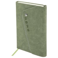 Ежедневник датированный 2026, А5, 145х213 мм, BRAUBERG "Jacket", под кожу, клапан, держатель, зеленый, 117402