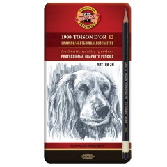 Карандаши чернографитные KOH-I-NOOR "Toison D'or", НАБОР 12 шт., 8B-2H, металлическая коробка, 1912012001PL, 1912012001PLRU - фото 3