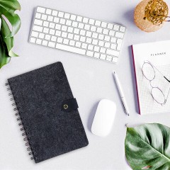 Ежедневник недатированный, А5, 135х210 мм, BRAUBERG "Felt", на гребне, войлок, застежка на кнопке, 160 л., черный, 117132 - фото 6