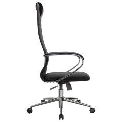 Кресло офисное МЕТТА "SU-B-10" хром, ткань-сетка, сиденье и спинка мягкие, черное - фото 4