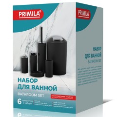 Набор аксессуаров для ванной комнаты, 6 предметов, черный/глянцевый хром, пластик, PRIMILA (ПРИМИЛА), 700124 - фото 2