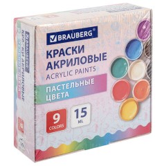 Краски акриловые ПАСТЕЛЬНЫЕ для рисования и творчества 9 цветов по 15 мл, BRAUBERG, 192693 - фото 9