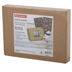 Фотоальбом 16х18 см, 20 черных листов, обложка КРАФТ, уголки/стикеры/ручка/клей, BRAUBERG Black&Kraft, 880652 - фото 12