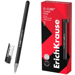 Ручка гелевая ERICH KRAUSE "G-cube", ЧЕРНАЯ, корпус черный, игольчатый узел 0,5 мм, линия письма 0,4 мм, 46447