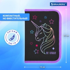 Пенал BRAUBERG с наполнением, 1 отделение, 1 откидная планка, 24 предмета, 21х14 см, "Radiant unicorn", 273532 - фото 14