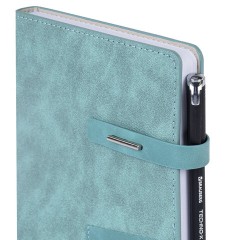 Ежедневник недатированный А5 138х213 мм BRAUBERG "Cowboy", под кожу, застежка 160 л., голубой, 116197 - фото 4