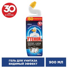 Средство для сантехники/уборки туалета 900 мл, ТУАЛЕТНЫЙ УТЕНОК Супер Сила "Видимый Эффект", 696894 - фото 3