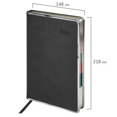 Ежедневник датированный 2026 А5 148х218 мм, GALANT "Infinity Silver", под кожу, серый, 117499 - фото 2
