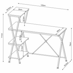 Стол на металлокаркасе BRABIX "LOFT CD-004", 1200х535х1110 мм, 3 полки, цвет дуб антик, 641219 - фото 5