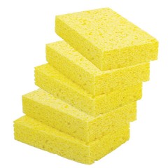 Губки для посуды 110х70х20 мм, ЦЕЛЛЮЛОЗНЫЕ, КОМПЛЕКТ 5 штук, желтые, LAIMA, 700259 - фото 4