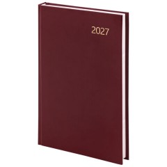 Ежедневник датированный 2027 145х215 мм, А5, STAFF, обложка бумвинил, бордовый, 117814