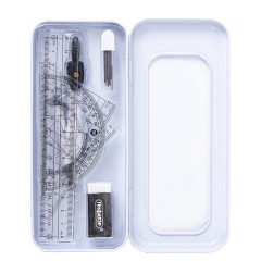 Готовальня ПИФАГОР, 8 предметов: циркуль 120 мм, чертежные принадлежности, металлический пенал, 210859 - фото 7