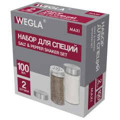 Набор для специй 2х100 мл, MAXI, солонка + перечница, стекло/сталь, круглые, WEGLA (ВЕГЛА), 700230 - фото 3