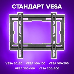 Кронштейн-крепление для ТВ настенный, до 45 кг. VESA 100х100-200х200, 23"-43", черный, SONNEN, 455948 Кронштейн-крепление для ТВ настенный, до 45 кг. VESA 100х100-200х200, 23"-43", черный, SONNEN, 455948 - фото 12