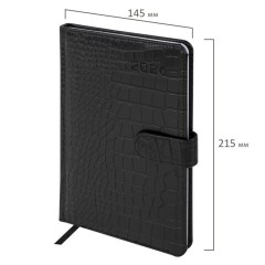 Еженедельник датированный 2026 А5 145х215 мм, BRAUBERG "Party", под кожу, черный, 117180 - фото 2