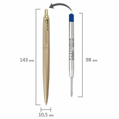 Ручка шариковая PARKER "Jotter XL Monochrome Gold GT", корпус золотой, нержавеющая сталь, синяя,2122754 - фото 5