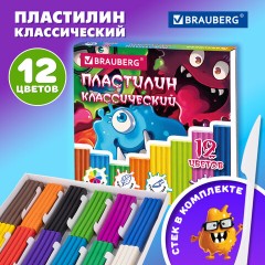 Пластилин классический, кросс-серия "МОНСТРИКИ", 12 цветов, 240 г, СТЕК, ВЫСШЕЕ КАЧЕСТВО, BRAUBERG, 107356 - фото 7