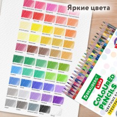 Карандаши цветные BRAUBERG KIDS NEW, 50 цветов, трехгранные, грифель 3 мм, 182004 - фото 12