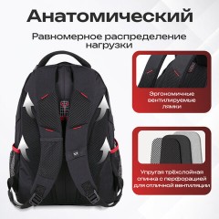 Рюкзак GERMANIUM "S-06" универсальный, уплотненная спинка, облегченный, черный, 46х32х15 см, 226953 - фото 17