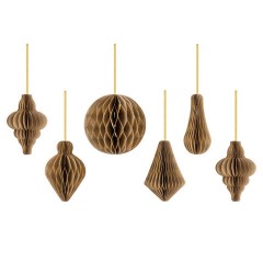 Елочные украшения из бумаги, НАБОР 6 шт., цвет крафт, ЗОЛОТАЯ СКАЗКА, 592539 - фото 2