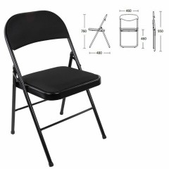 Стул складной BRABIX "Golf Plus CF-003 КОМФОРТ", чёрный каркас, чёрная ткань, 532889 - фото 3
