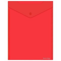 Папка-конверт с кнопкой прозрачная А4 BRAUBERG UNIVERSAL, вертикальная, красная, 0,15 мм, 273077 - фото 2