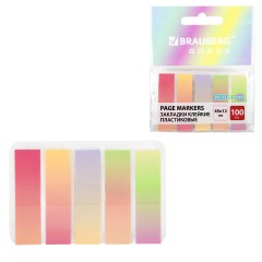 Закладки клейкие пастельные BRAUBERG GRADE PASTEL 45х12 мм, 100 штук (5 цветов х 20 листов), 116689 - фото 6