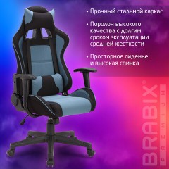 Кресло компьютерное BRABIX "GT Racer GM-100", две подушки, ткань, черное/голубое, 531818 - фото 14