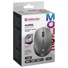 Мышь беспроводная DEFENDER Auris MB-027, USB, 3 кнопки + 1 колесо-кнопка, оптическая, серая, 52029 Мышь беспроводная DEFENDER Auris MB-027, USB, 3 кнопки + 1 колесо-кнопка, оптическая, серая, 52029 - фото 4